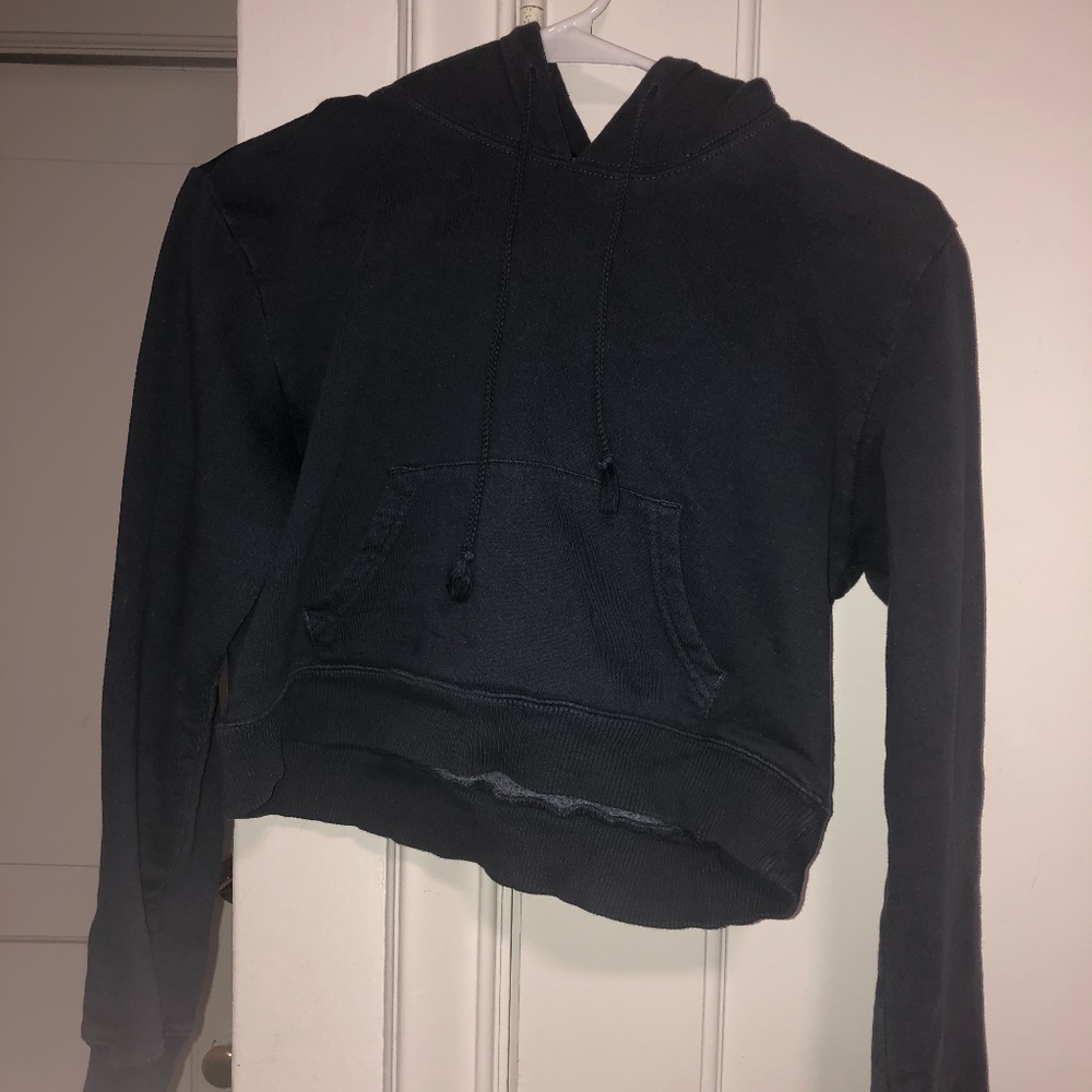 Navy Cropped Hoodie